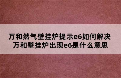 万和然气壁挂炉提示e6如何解决 万和壁挂炉出现e6是什么意思